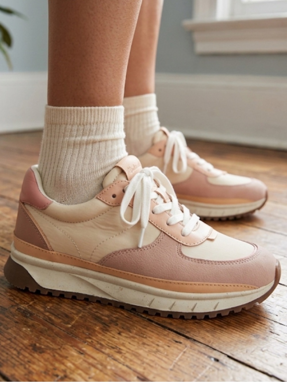 Madewell NWOT Kickoff Pink Cream Trainer Sneaker Madewell Athletic Shoe Size 7 - Picture 14 of 14